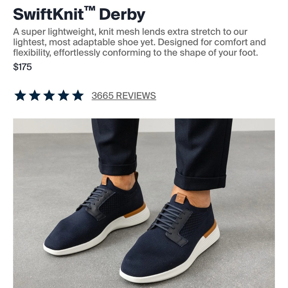 Wolf & Shepard Swift knit leather derby shoe 15 new golf casual